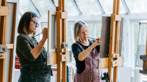 Students painting at West Dean College